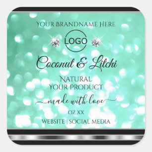 Logo für Shimmery Aquamarine Glitzer-Produktkennze Quadratischer Aufkleber