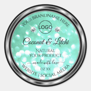 Logo für Shimmery Aquamarine Glitzer-Produktkennze Runder Aufkleber