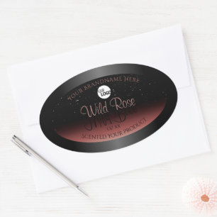 Logo für Soft Glitzer-Produkte für Black Burgundy Ovaler Aufkleber
