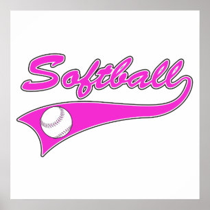 Logo für Softball-Skripte rosa Poster
