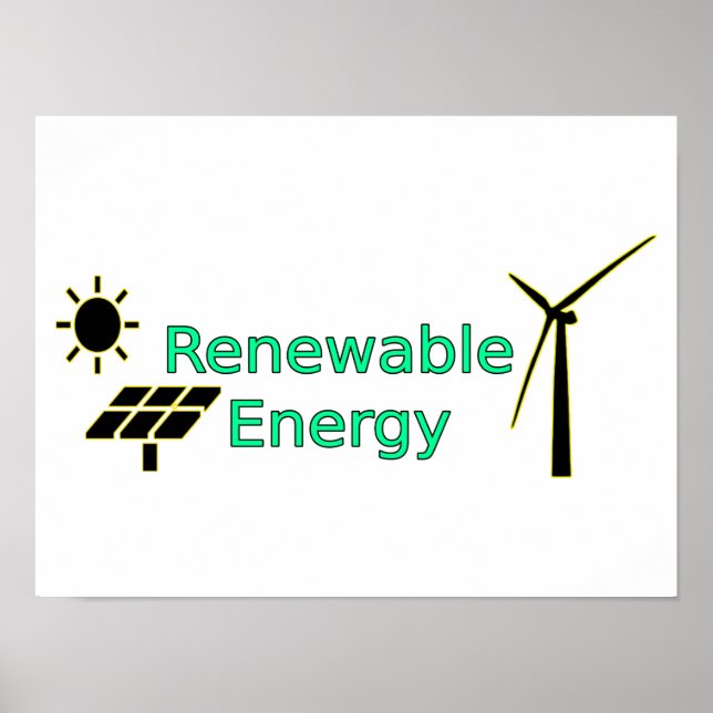 Logo für Solarpaneele für erneuerbare Energien Win Poster (Vorne)