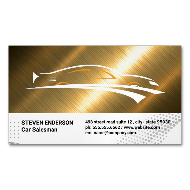 Logo für Sportwagen | Gold Metallic Magnetische Visitenkarte (Vorderseite)