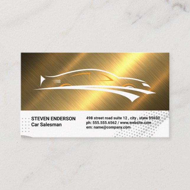 Logo für Sportwagen | Gold Metallic Visitenkarte (Vorderseite)