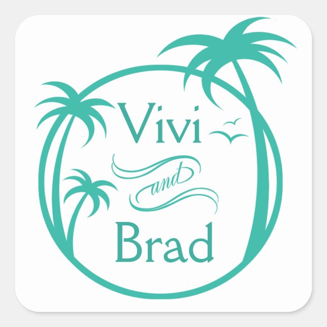 Logo für Strandschwimmbäder | Aqua Quadratischer Aufkleber (Vorderseite)