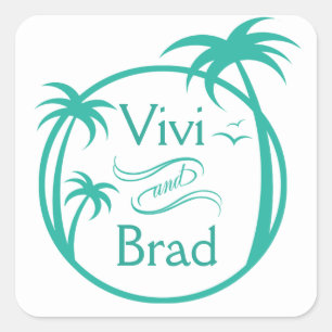 Logo für Strandschwimmbäder Aqua Quadratischer Aufkleber