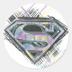 Logo für Supergirl-Scribbles Runder Aufkleber