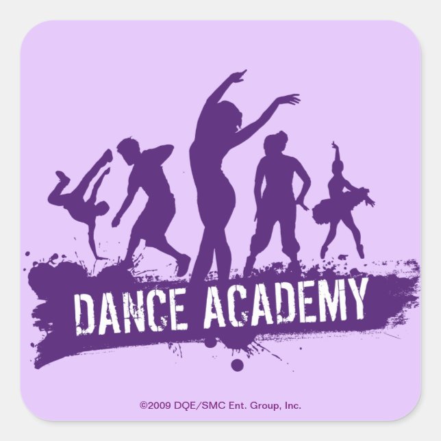 Logo für Tance Acadmey Dancer Silhouetten Quadratischer Aufkleber (Vorderseite)