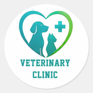 🐾 Logo für Tierklinik 💚 Runder Aufkleber