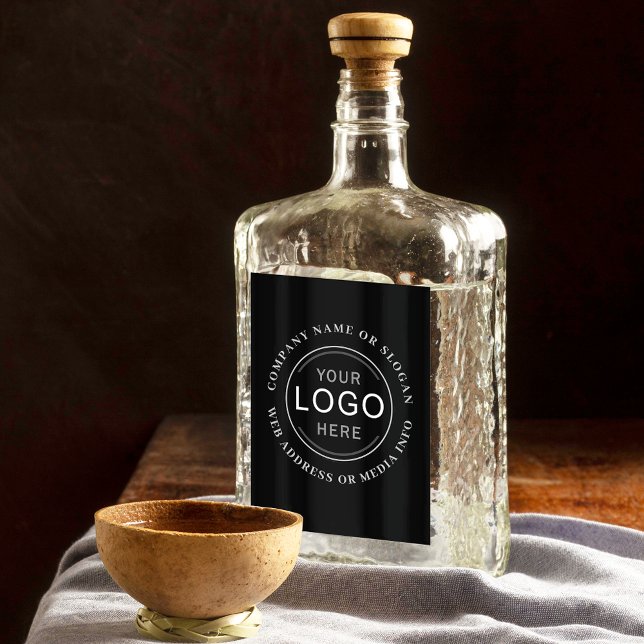 Logo für Unternehmen Moderne schwarze Labels Alkoholflaschenetikett (Several sizes to choose from)