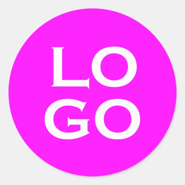 Logo für Unternehmen oder Unternehmen auf Magenta Runder Aufkleber (Vorderseite)