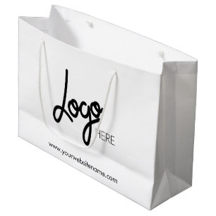 Logo für Unternehmen Weiße große Geschenktasche Große Geschenktüte
