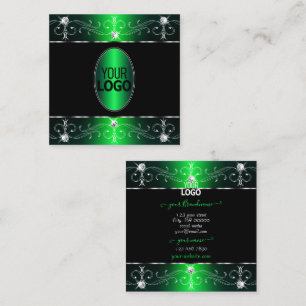 Logo für Verzierte Ornamente in Schwarz-Grün-Farbk Quadratische Visitenkarte