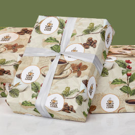Logo für Vintage Kaffeebohnen & Cup-Muster-Shop Geschenkpapier