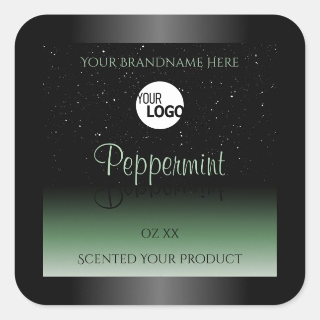 Logo für weiche Glitzer mit schwarzen und grünen P Quadratischer Aufkleber (Vorderseite)