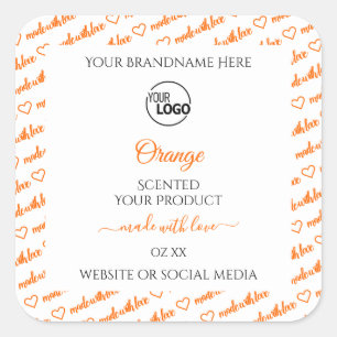 Logo für weiße und orange Word-Bekleidungsmarken Quadratischer Aufkleber