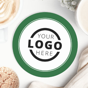 Logo für Werbeaktionen mit der Marke Green Runder Pappuntersetzer