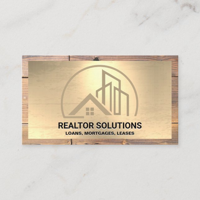 Logo für Zuhause und Kommerzielles Gebäude | Gold  Visitenkarte (Vorderseite)