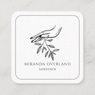 Logo "Gardenhand and Leaf" Quadratische Visitenkarte