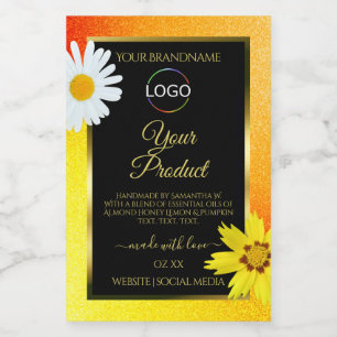 Logo "Gelbe Orange Glitzer Black Product Labels" Lebensmitteletikett