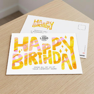 Logo Gelber Spaß Buntstift Handgeschrieben Geburts Postkarte