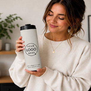 Logo-Geschäft   Corporate Modern Minimal Gray Thermosbecher