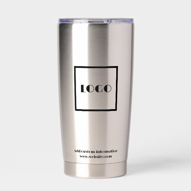 Logo-Geschäft einfach schwarz Thermobecher (Vorderseite)