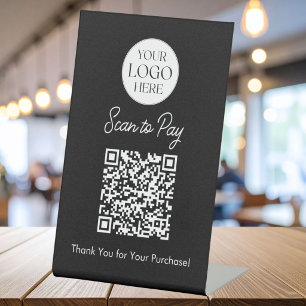 Logo Geschäft Scan To Pay QR-Code Tischschild Sockelschild