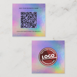 Logo Geschäft Website QR Code Holografisch hinzufü Quadratische Visitenkarte