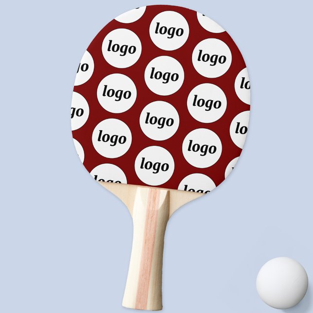 Logo-Geschäftsmodell Werbegestaltung Burgundy Red Tischtennis Schläger (Simple logo pattern business promotional ping pong paddle in burgundy red)