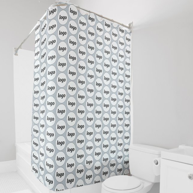 Logo-Geschäftsmodell Werbemittel Blau Duschvorhang (Simple logo pattern business branding promotional shower curtain)