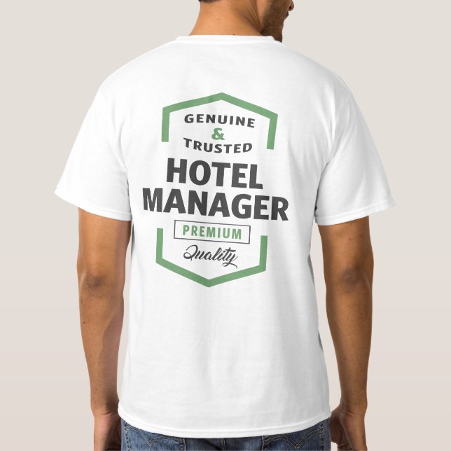 Logo-Geschenke des Hotels Manager. T-Shirt (Rückseite)