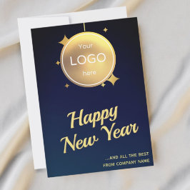Logo-Gesellschaft goldblau neues Jahr Weihnachtska Feiertagskarte