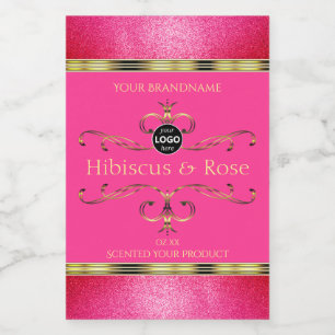 Logo "Girl Pink Gold Product Label Glitzer Borders Lebensmitteletikett