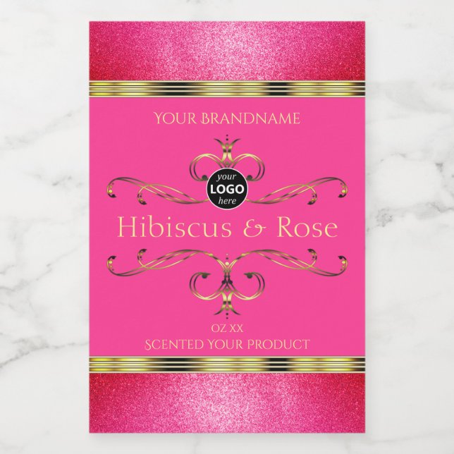Logo "Girl Pink Gold Product Label Glitzer Borders Lebensmitteletikett (Einzelnes Label)