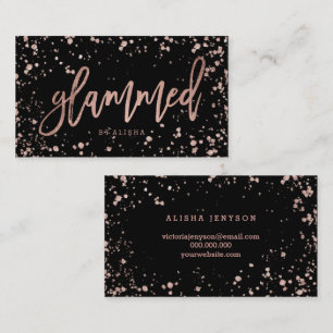Logo glammed Skript-Rosengoldconfetti-Spritzer Visitenkarte
