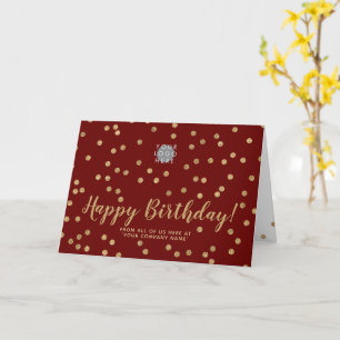 Logo Glitzer Gold Confetti Burgundy Happy Birthday Karte