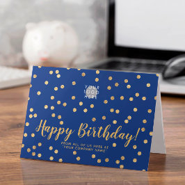 Logo Glitzer Gold Confetti Navy Blue Geburtstag Karte