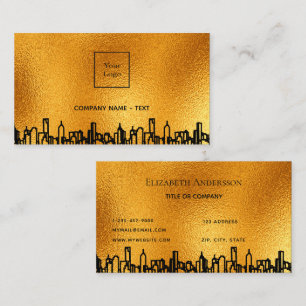 Logo Gold City Skyline Black Business Real Anwesen Visitenkarte