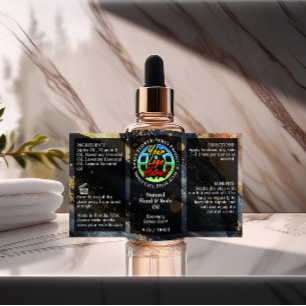 Logo Gold Flasche Label 4oz oder Öl Dropper Produk Rechteckiger Aufkleber