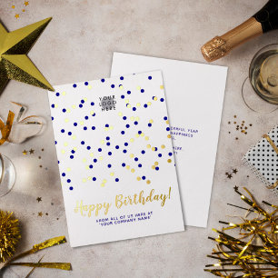 Logo Gold Foil Blue Confetti Business Geburtstag h Folieneinladung