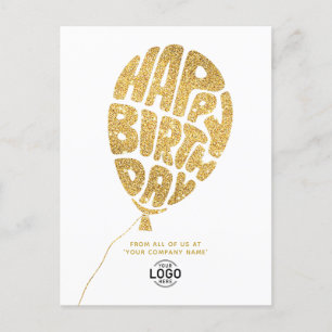 Logo Gold Glitzer Ballon Business Geburtstag hinzu Feiertagspostkarte