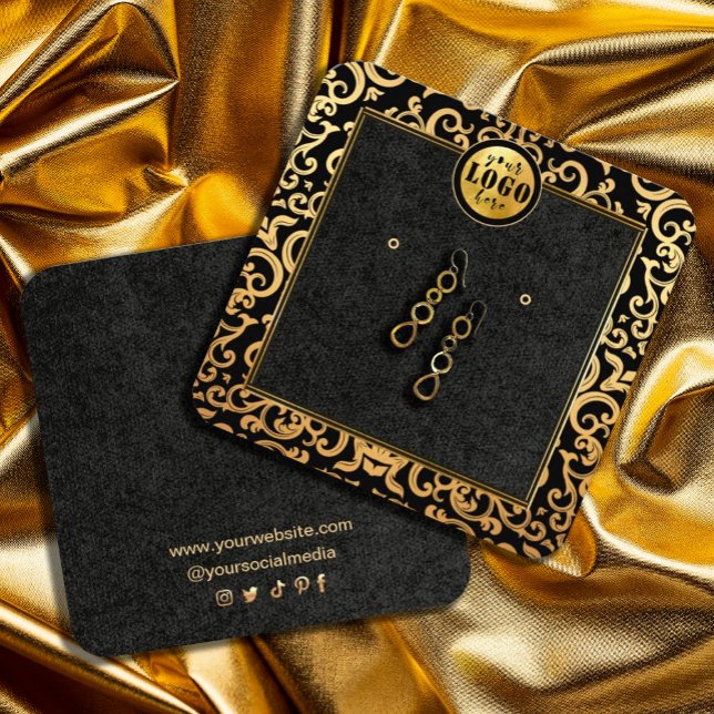 Logo Gold Luxe Frame Earring Display Card hinzufüg Quadratische Visitenkarte (Von Creator hochgeladen)