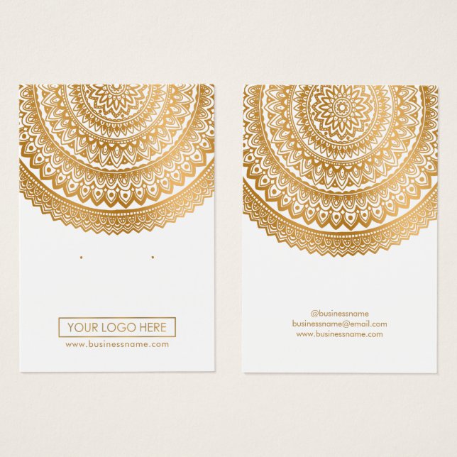 Logo Gold Mandala White Background Earring Cards (Vorne & Hinten)
