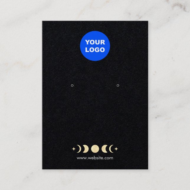 Logo Gold Moon Phase Black Earring Display hinzufü Visitenkarte (Vorderseite)