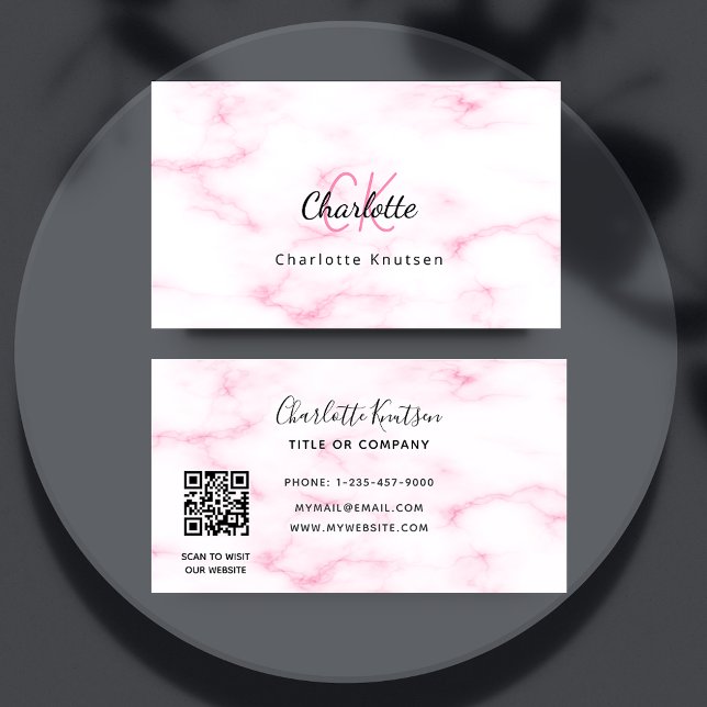 Logo Gold rosa Marmor monogramm eleganter QR-Code Visitenkarte (Von Creator hochgeladen)