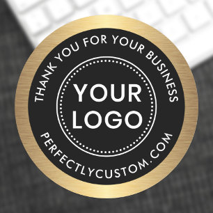 Logo golden gradient border business thank you runder aufkleber