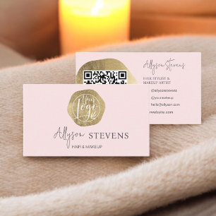 Logo goldfarbene Haarschminke qr Code Visitenkarte