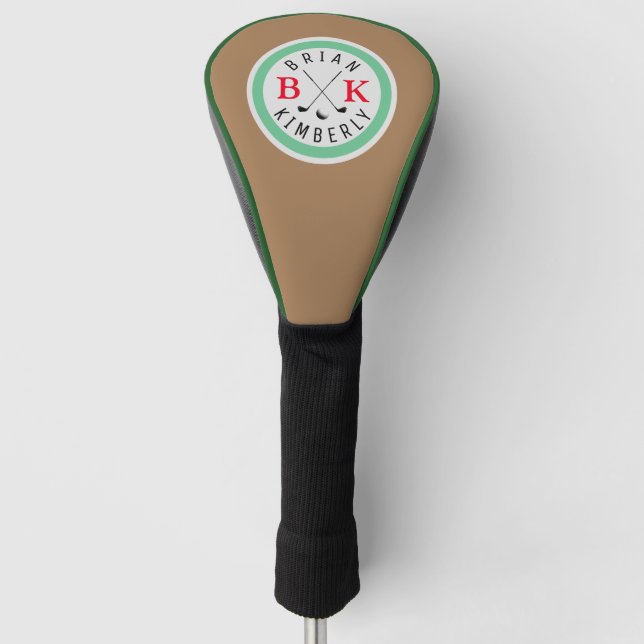 Logo GolfBall mit seinem Namen Golf Headcover (Vorderseite)