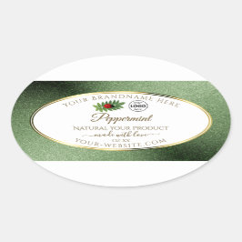 Logo "Green Glitzer" und "White Product Label Lady Ovaler Aufkleber