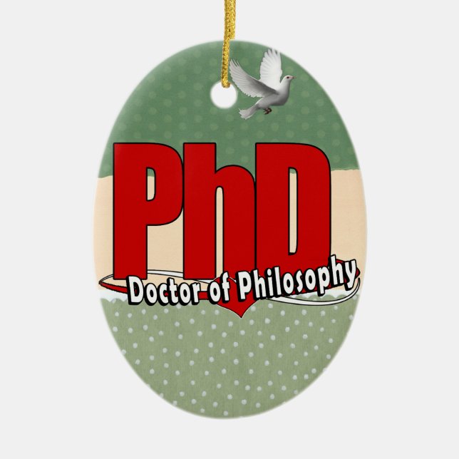 LOGO-GROSSER ROT PhD DOKTOR DER PHILOSOPHIE Keramik Ornament (Vorne)